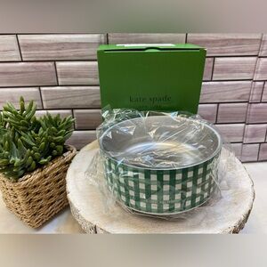 Kate Spade ❤️16 oz. Pet Bowl Green Gingham Stainless Steel/ Non-Slip NIB